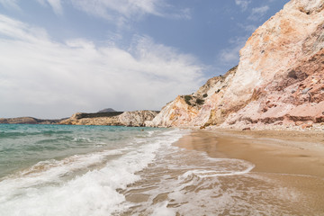 Colourful rocks of Firiplaka beach on Milos island, Greece