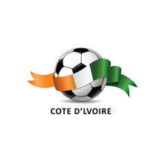 Obraz premium Football ball with cote d'lvoire flag colorful trail. Vector illustration design for soccer football championship, tournaments, games. Element for invitations, flyers, posters, cards, webdesign