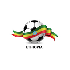 Football ball with ethiopia flag colorful trail. Vector illustration design for soccer football championship, tournaments, games. Element for invitations, flyers, posters, cards, webdesign