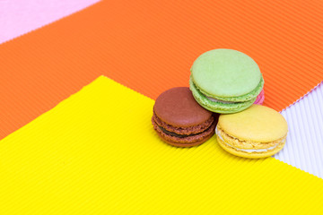 Colorful tasty macaroons cakes