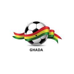 Football ball with ghada flag colorful trail. Vector illustration design for soccer football championship, tournaments, games. Element for invitations, flyers, posters, cards, webdesign