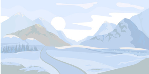 Winter landscape background. Vector