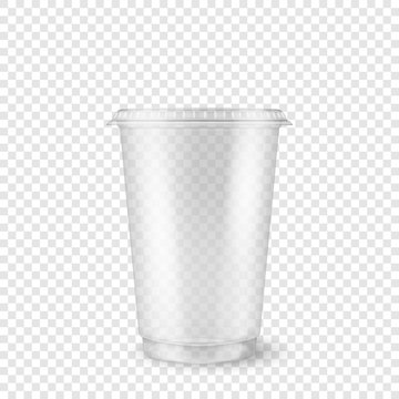 Empty clear disposable plastic cup with lid Vector Image