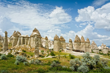 Love valley in Cappadocia, Anatolia, Turkey. Volcanic mountains in Goreme national park.