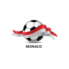Football ball with monaco flag colorful trail. Vector illustration design for soccer football championship, tournaments, games. Element for invitations, flyers, posters, cards, webdesign