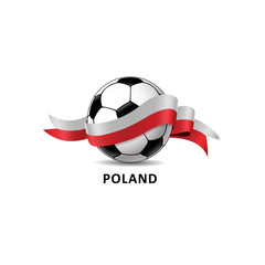 Football ball with poland flag colorful trail. Vector illustration design for soccer football championship,