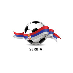 Football ball with serbia flag colorful trail. Vector illustration design for soccer football championship, tournaments, games. 