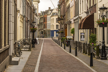 Typical street in the center of the city of Utrecht. netherlands