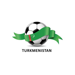 Football ball with turkmenistan flag colorful trail. Vector illustration design for soccer football championship, tournaments, games. Element for invitations, flyers, posters, cards, webdesign