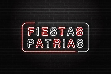 Vector realistic isolated neon sign of Fiestas Patrias logo for decoration and covering on the wall background. Concept of peruvian culture.