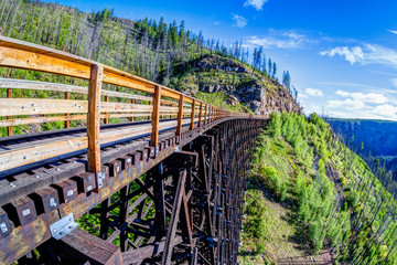 Historic Trestle Bridge at Myra Canyon in Kelowna, Canada