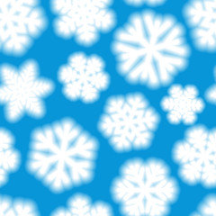 Seamless pattern of big blurry snowflakes