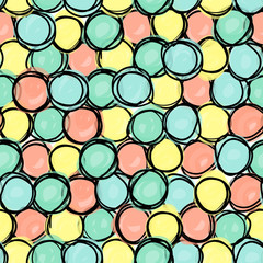 Seamless pattern, doodle circle shapes.
