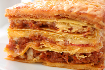 Tasty lasagna, closeup