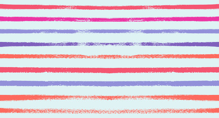 Sailor Stripes Seamless Vector Summer Pattern. Autumn Colors Blue, Turquoise, Pink, Purple, Grey, White Stripes. Hipster Vintage Retro Textile Design. Creative Horizontal Banner. Watercolor Prints