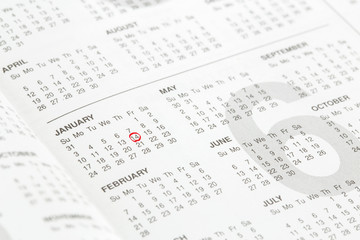 Obraz premium Closeup of numbers on calendar page