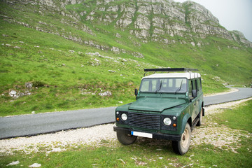 Off-road expedition, mountain landscape.Safari