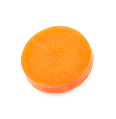 Fototapeta na wymiar Slice of ripe carrot on white background