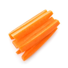 Ripe cut carrot on white background
