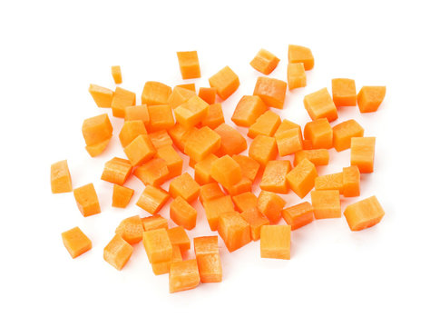 Ripe chopped carrot on white background