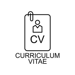 curriculum vitae line icon. Element of human resources signs with name for mobile concept and web apps. Thin line curriculum vitae line icon can be used for web and mobile