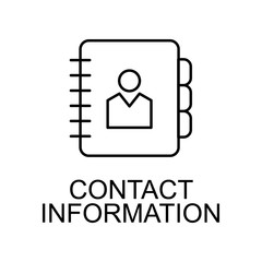 Fototapeta premium contact information line icon. Element of human resources signs with name for mobile concept and web apps. Thin line contact information line icon can be used for web and mobile