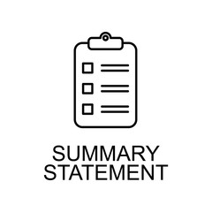 summary statement line icon. Element of human resources signs with name for mobile concept and web apps. Thin line summary statement line icon can be used for web and mobile