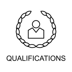 qualifications line icon. Element of human resources signs with name for mobile concept and web apps. Thin line qualifications line icon can be used for web and mobile