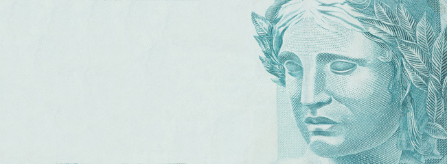 Republic's Effigy portrayed as a bust on Brazilian money. Concept of economy, inflation and business. Space for text. - Powered by Adobe