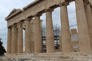 Partenon, imagen de las columnas del templo  - obrazy, fototapety, plakaty