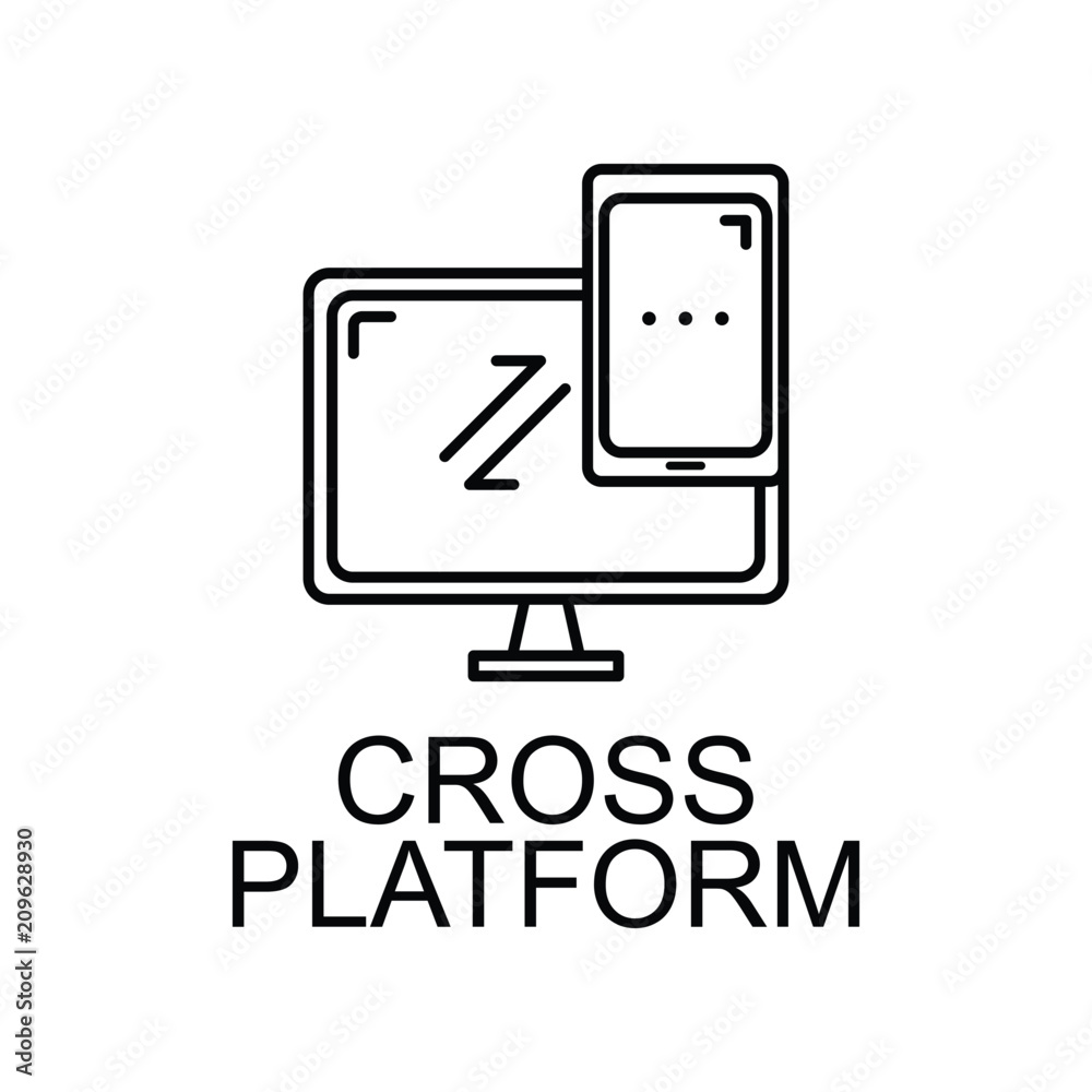 Poster cross platform icon. element of web development signs with name for mobile concept and web apps. det