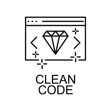 clean web code icon. Element of web development signs with name for mobile concept and web apps. Detailed clean code icon can be used for web and mobile