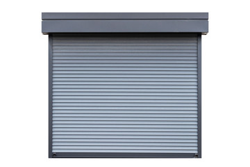 Black metal shutter window isolated on white background