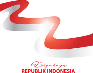 Poster  Indonesian independence day festival with flag.