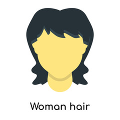 Woman hair icon vector sign and symbol isolated on white background, Woman hair logo concept
