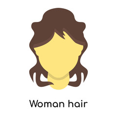 Woman hair icon vector sign and symbol isolated on white background, Woman hair logo concept