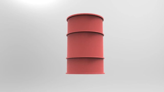 Red color metal oil barrel isolated on white background.