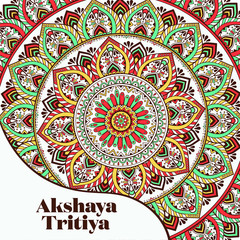 Indian Religious Festival Akshaya Tritiya Background Template Design with Floral Ornament - Akshaya Tritiya Background Design