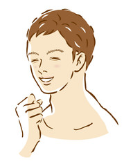 男性　美容　スキンケア　笑う