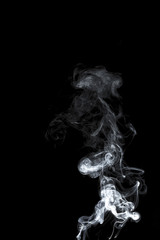 White smoke on black dark background