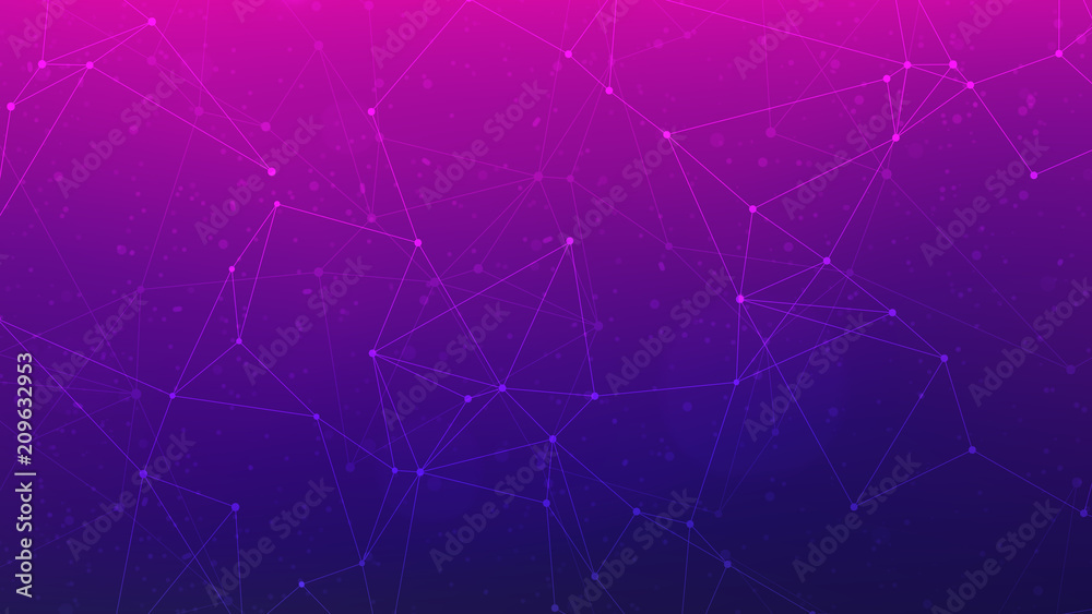 Poster blockchain technology futuristic hud ultraviolet background with blockchain polygon peer to peer net