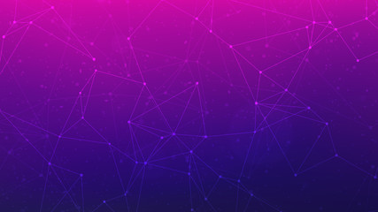 Fototapeta premium Blockchain technology futuristic hud ultraviolet background with blockchain polygon peer to peer network. Global cryptocurrency block chain business banner concept on violet background.