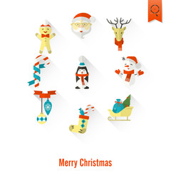 Naklejka premium Christmas and Winter Icons Collection