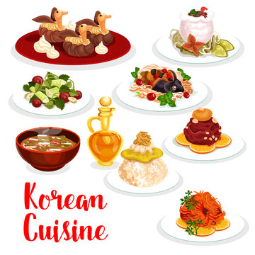 Korean cuisine restaurant lunch icon of asian food