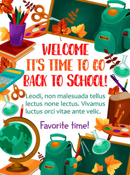 Back to School vector stationery study poster
