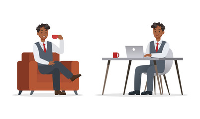 businessman working in office character vector design.No11