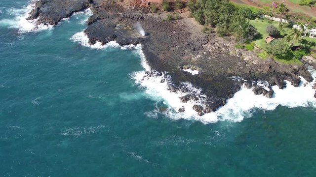 Spouting Horn Kauai Hawaii – Drone video of Spouting Horn waterspout Lawai Road Kauai Hawaii. Drone video 4k high resolution. Beautiful Kauai Hawaii photography