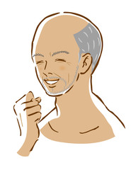 男性　日焼け　笑顔　はげる　白髪　