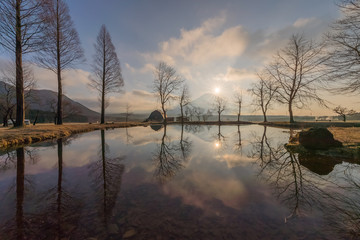 Mountain Fuji in the morning at Fumotopara camping ground, Fujinomiya , Shizuoka prefecture