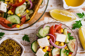 Salad of raw vegetables in oil